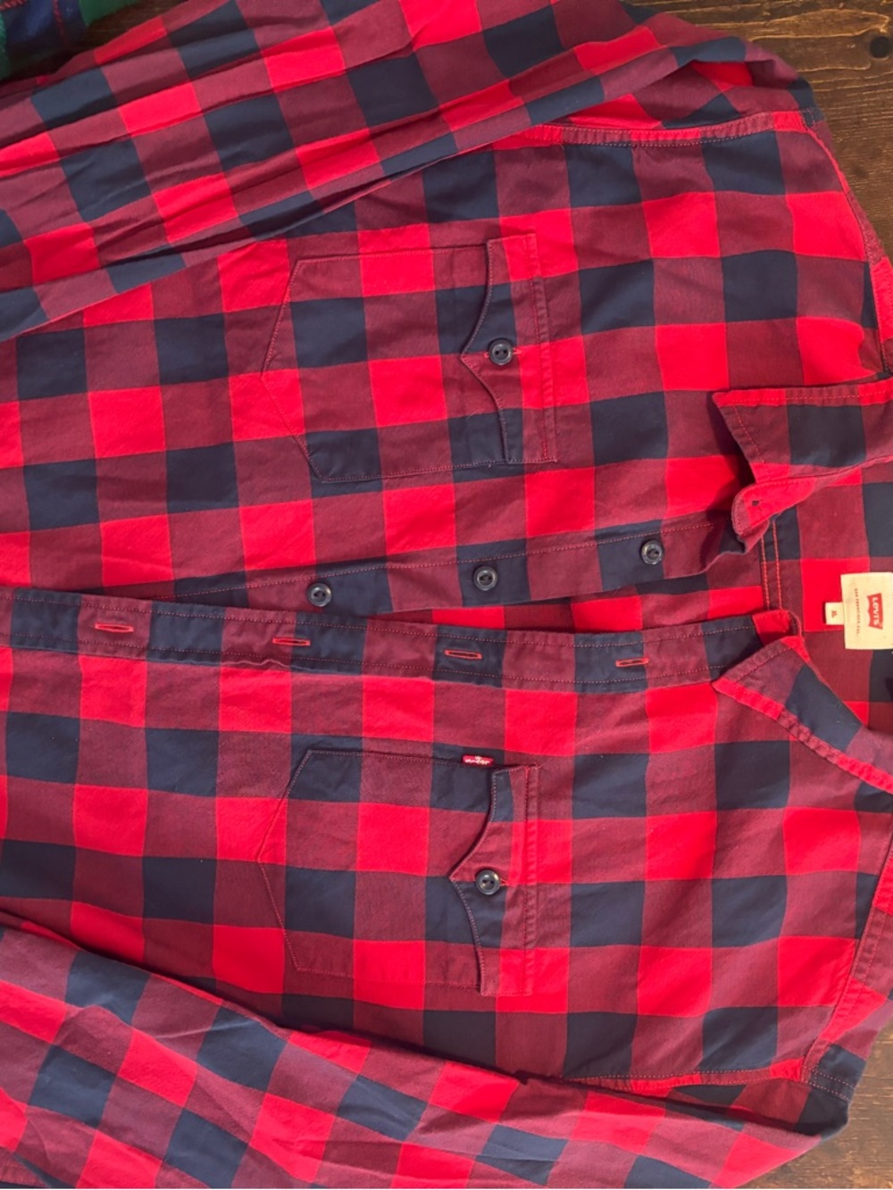 Levi's Red and Navy Buffalo Plaid Button-Down Shirt